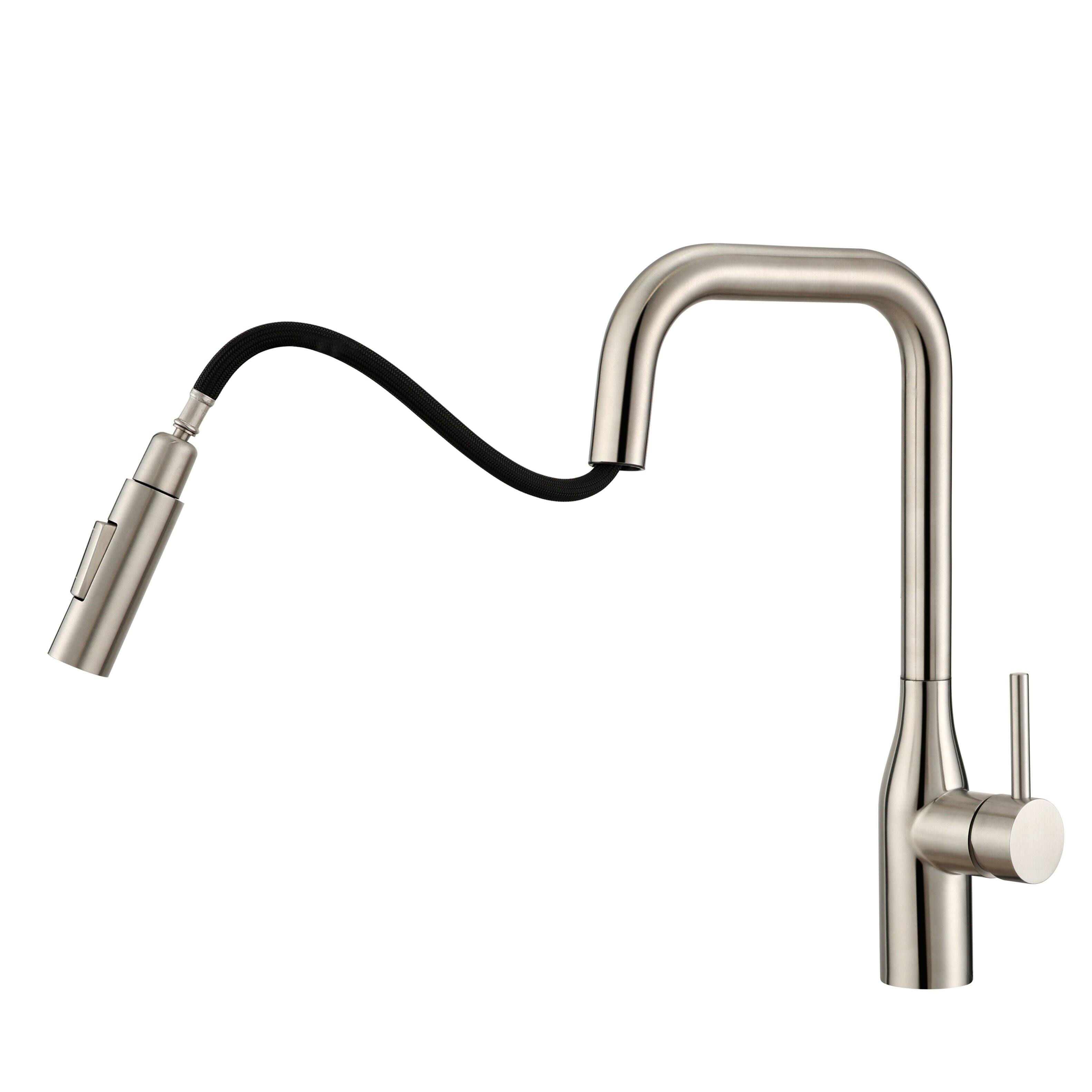 Angle. Bothwa Home - Brook 15.6 - Inch Kitchen Faucet - Brushed Nickel.