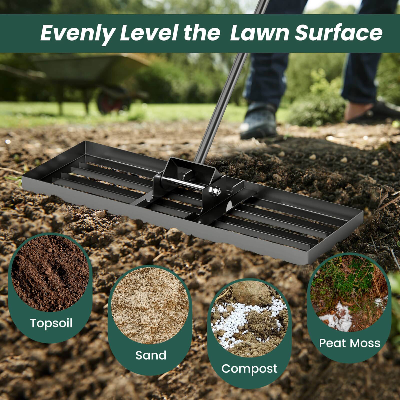 Evenly Level the Lawn Surface

- Topsoil
- Sand
- Compost
- Peat Moss