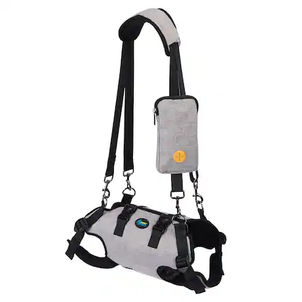 Front. Ownpets - Dog Sling Harness for Spine Protection, Support Vest to Assist Aged Dogs, Size S - Grey.