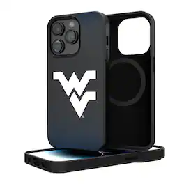 Keyscaper - NCAA - West Virginia Mountaineers Linen Logo iPhone Magnetic Bump Case - 13 - Black