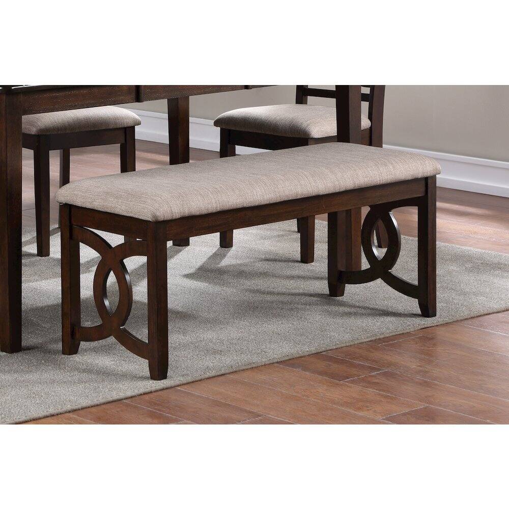 Back. New Classic Furniture - Furniture Gia 46" Solid Wood and Polyester Bench in Brown Cherry - Cherry.