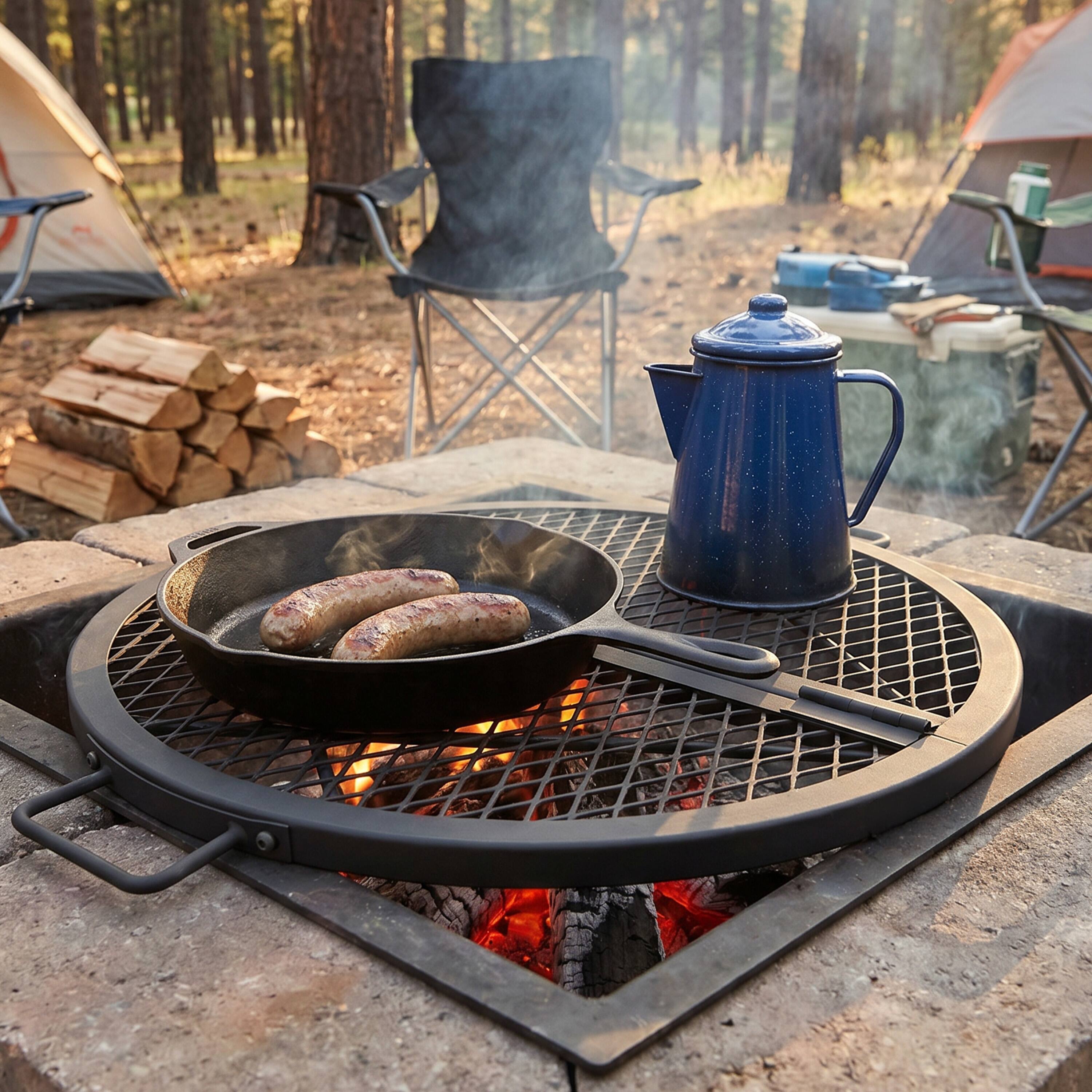 Alt View 10. Sunnydaze - Folding Black Steel Round Fire Grate - 30 in - Black.