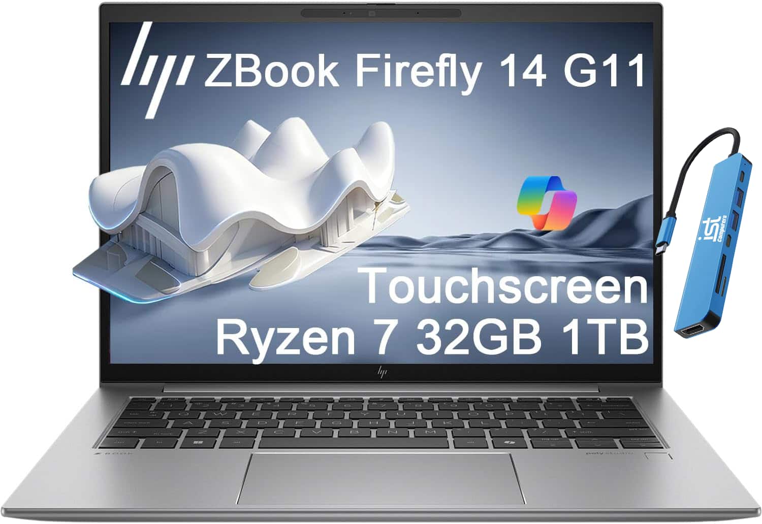 HP - ZBook Firefly 14 G11 14" 2K Touchscreen Mobile Workstation Laptop - AMD Ryzen 7-32GB-1TB SSD-Thunderbolt 4- Win 11 Pro - Gray