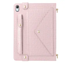 Dteck - Crossbody Handbag Case for iPad A16 11" 2025/iPad 10th Gen 10.9" 2022, PU Leather Folio Stand Cover with Pencil Holder - Pink
