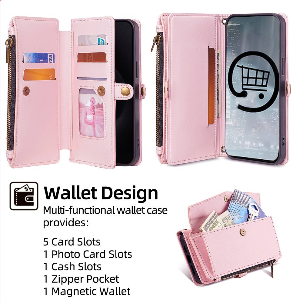 2 ISA C Wallet Design Multi-functional wallet case provides:  
5 Card Slots  
1 Photo Card Slots  
1 Cash Slots  
1 Zipper Pocket  
1 Magnetic Wallet  

PROLLARS TRN 370