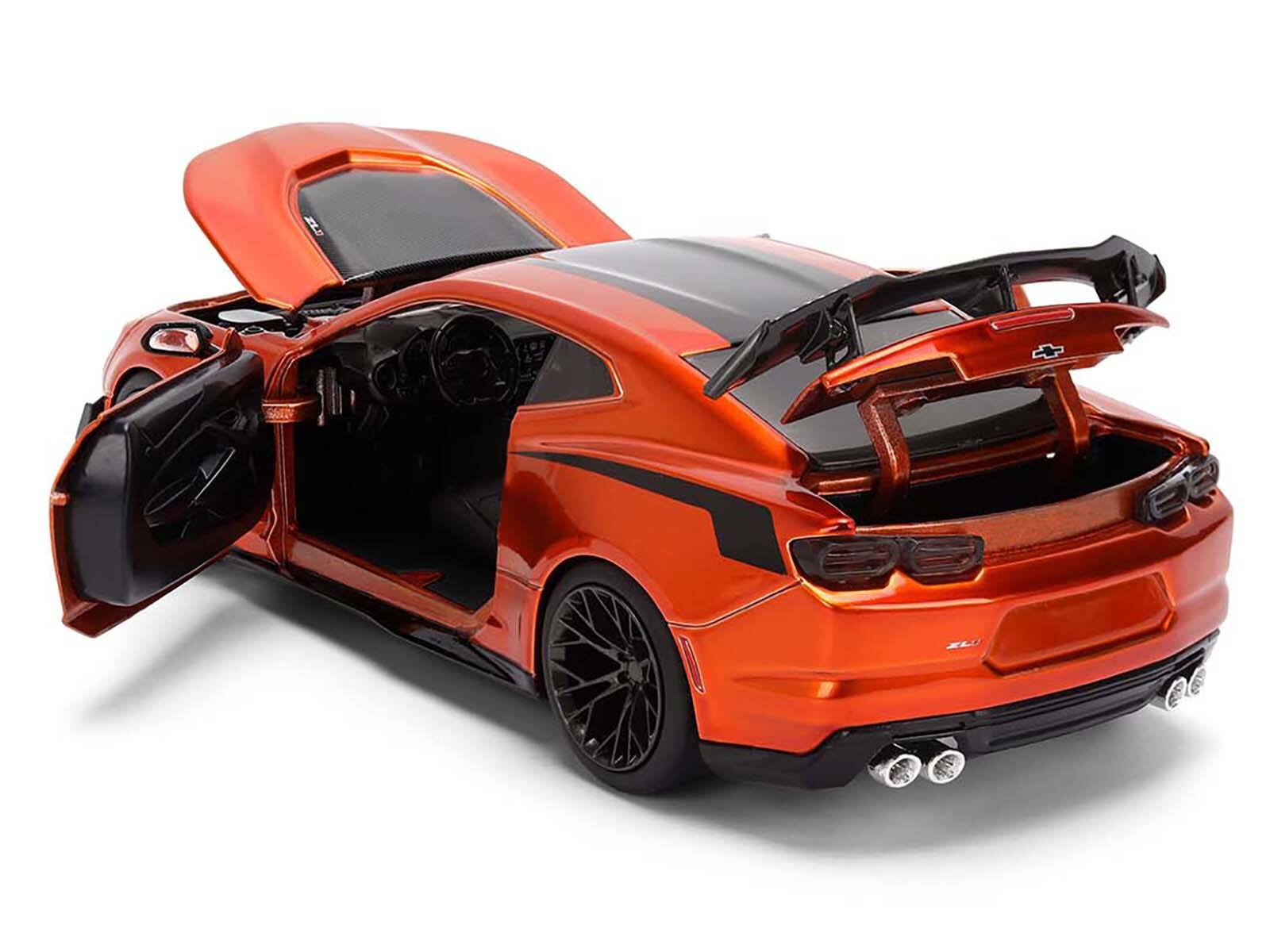 Back. Jada - 2024 Chevrolet Camaro ZL1 1LE Orange Metallic with Black Stripes "Bigtime Muscle" Series 1/24 Diecast Model Car by Jada - Orange Metallic with Black.