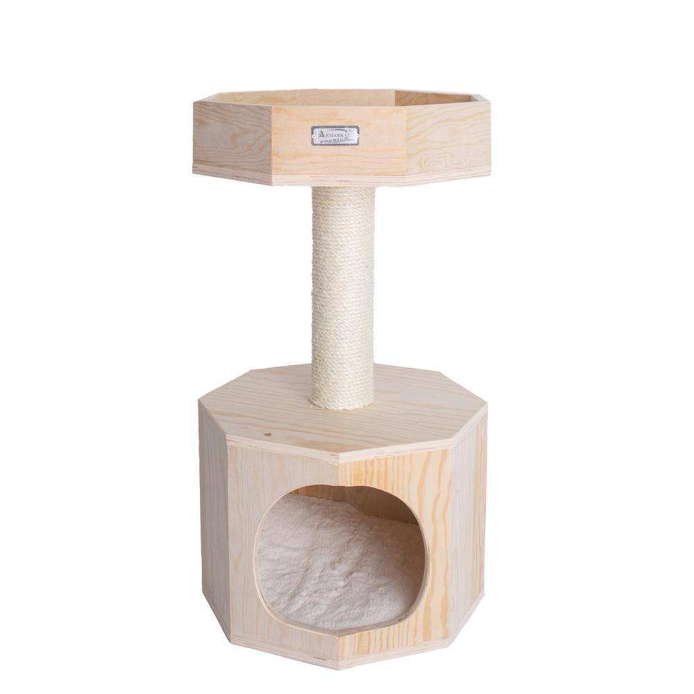 Alt View 4. Armarkat - Premium Scots Pine 29Inch Real Wood Cat Tree With Perch And Condo - Beige.