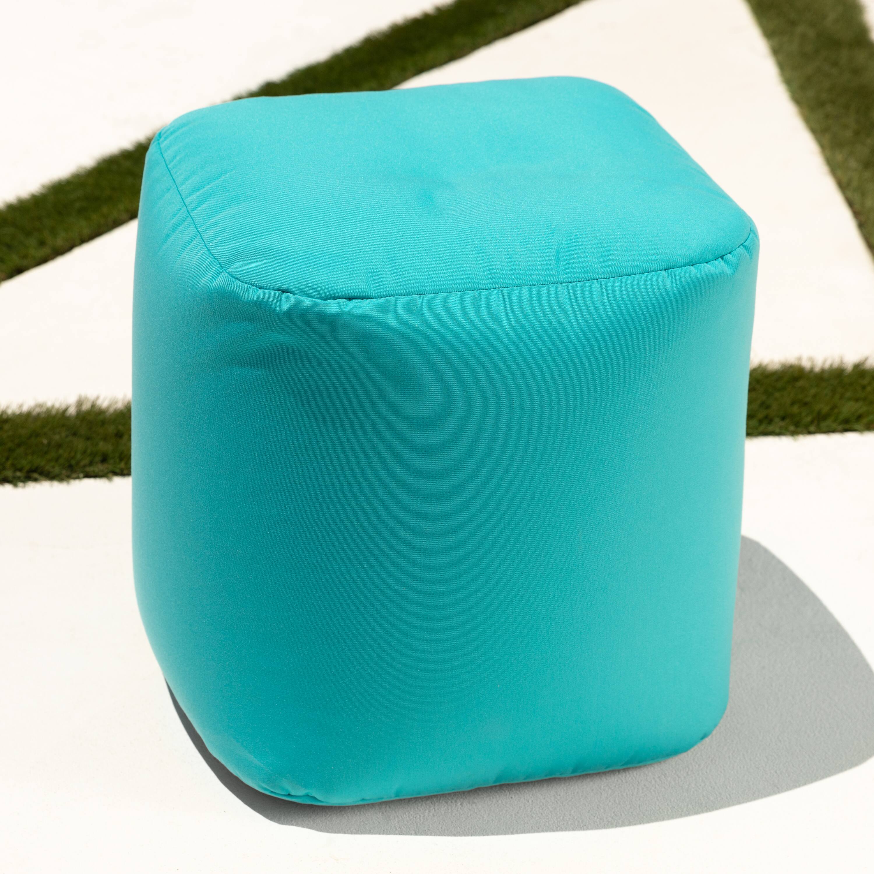 Back. Jaxx - Jaxx Luckie Outdoor Patio Bean Bag Ottoman, Light Blue - Light Blue.
