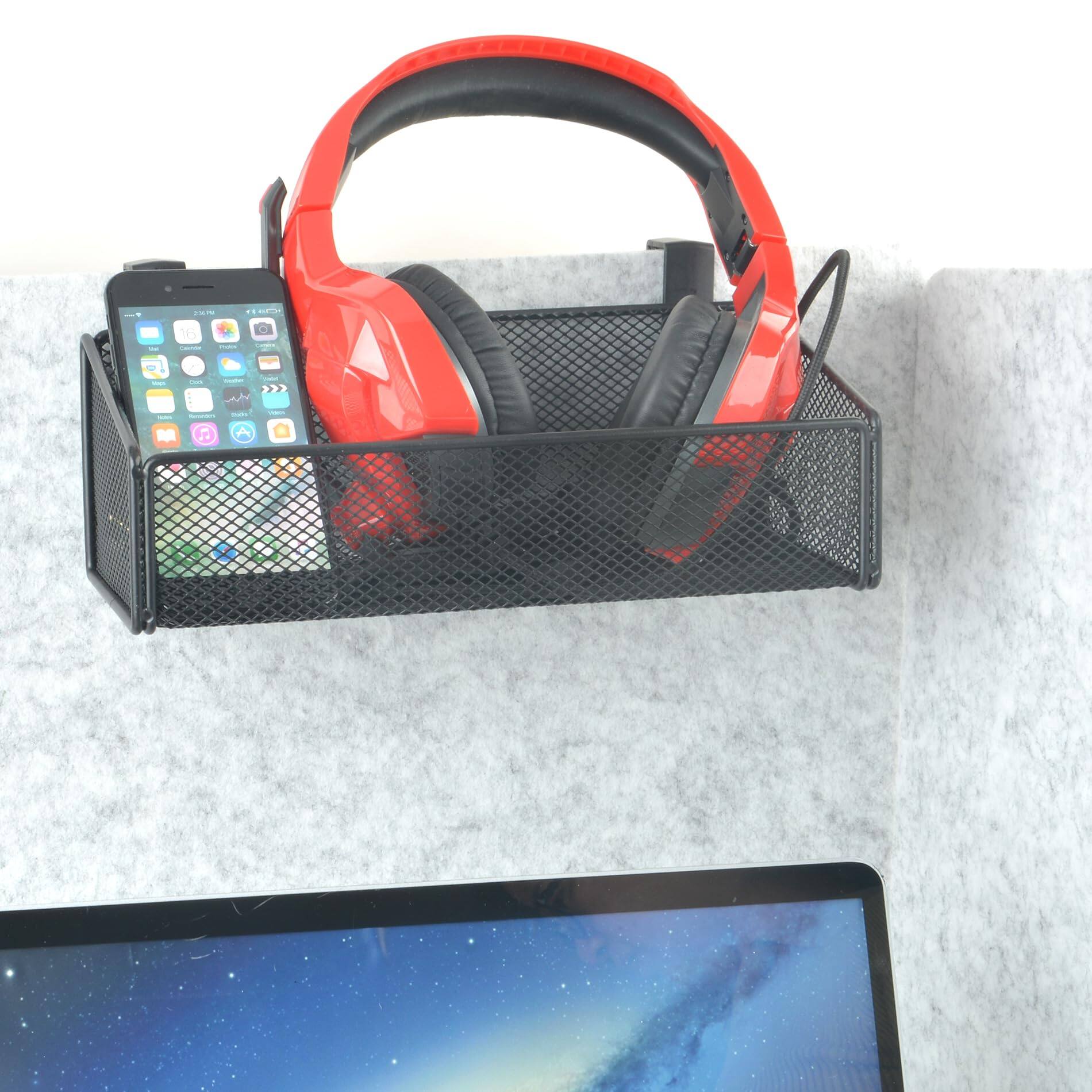 Alt View 5. Dapper Styles - Cubicle Shelf - Hanging Floating Shelves Storage Organizer For Office Walldesk Partitions Easy Hang-on Meta... - Black.