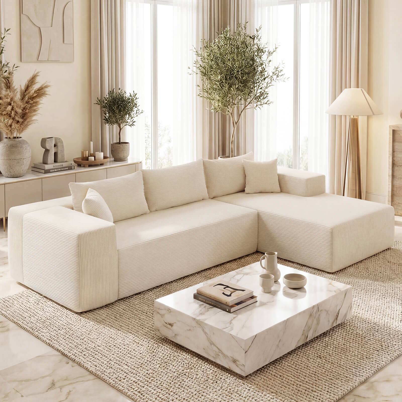 Alt View 5. Costway - Costway 110.5" Modular Sectional Sofa with Deep Seats & Comfy Backrests, Comfy Armrests - Beige.