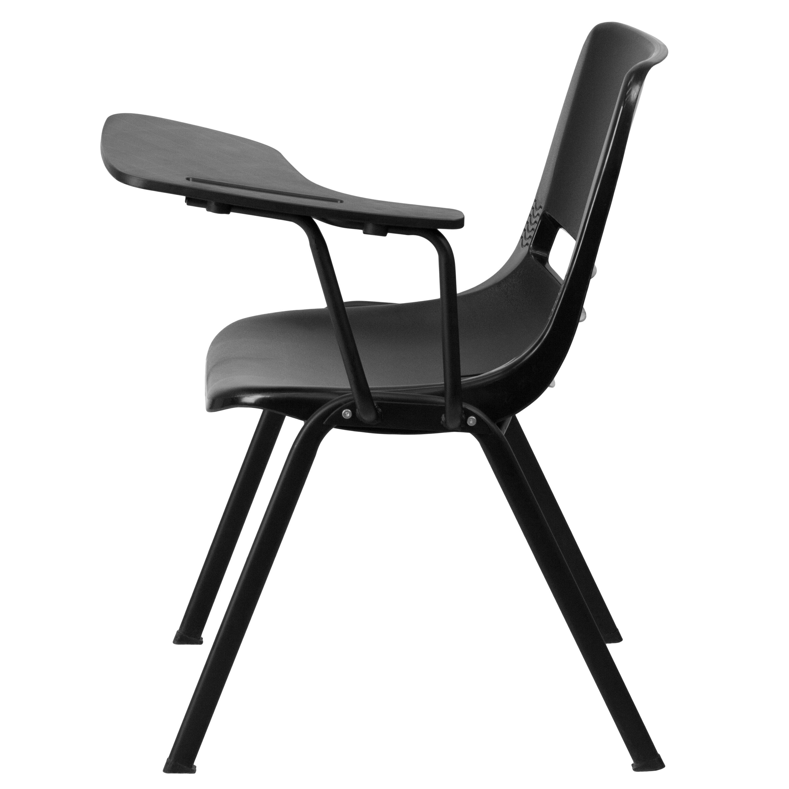 Alt View 4. Emma + Oliver - Ergonomic Shell Chair with Left Handed Flip-Up Tablet - Tablet Arm Desk - Black.