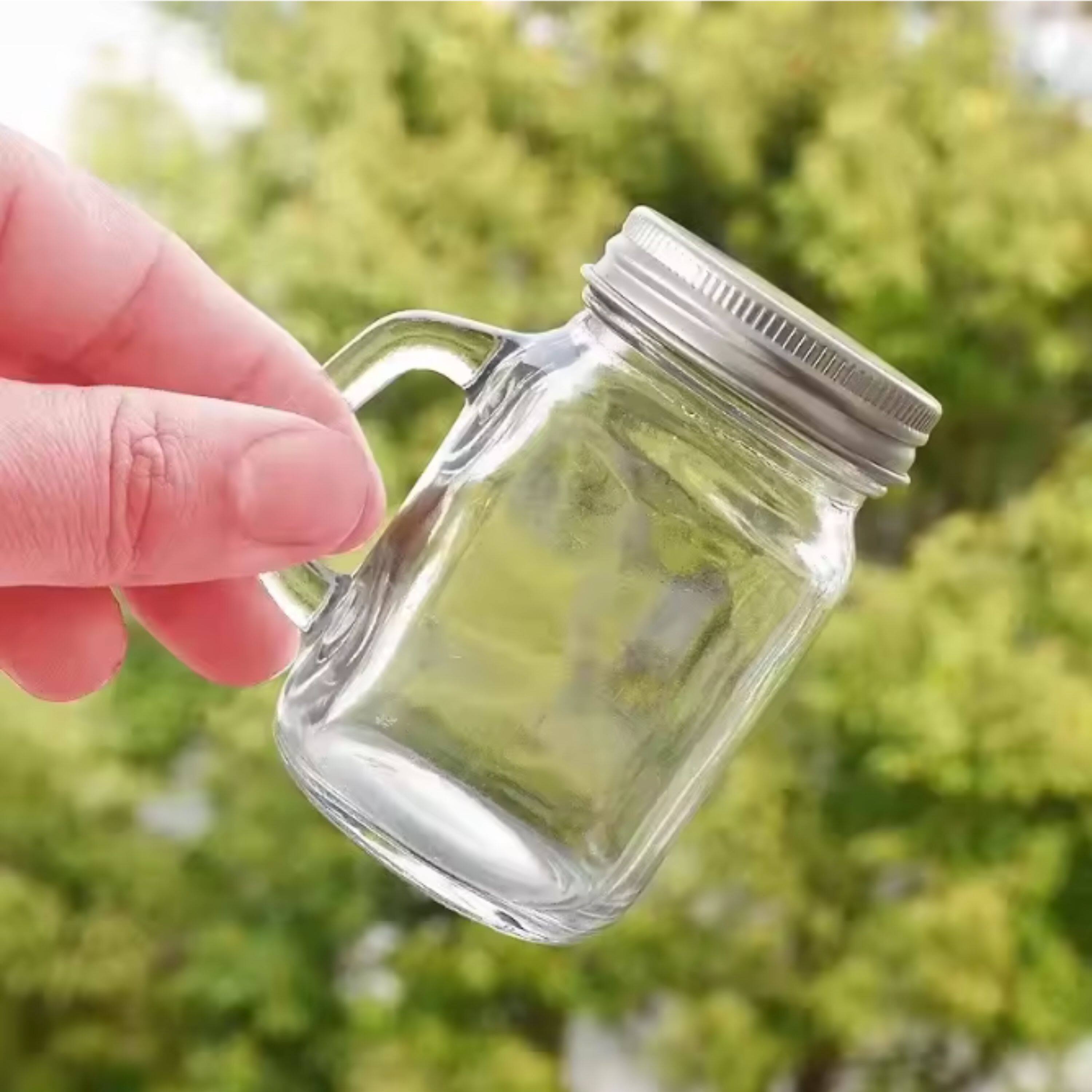 Left. Kitcheniva - Mini Leakproof Glass Mason Jars (4 Pcs) - For Expresso, Jam & Honey.