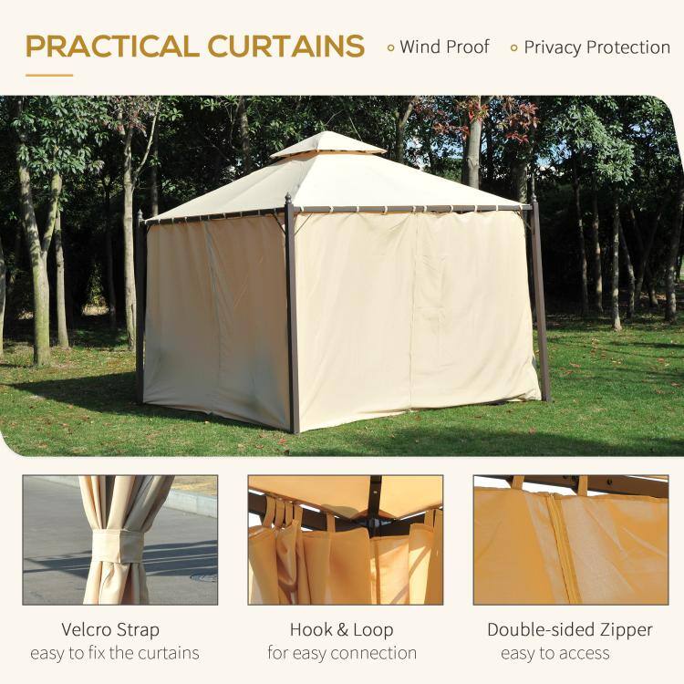 PRACTICAL CURTAINS  
Wind Proof  
Privacy Protection  

Velcro Strap  
easy to fix the curtains  

Hook & Loop  
for easy connection  

Double-sided Zipper  
easy to access