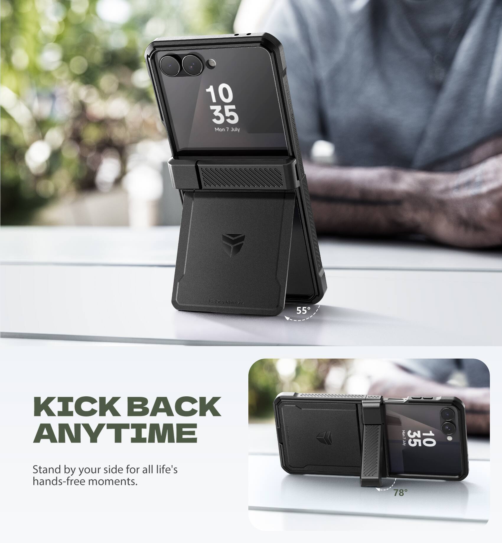 10:35 Mon 7 July  
Aedy 55°  
KICK BACK ANYTIME  
Stand by your side for all life's hands-free moments.  
78°