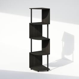 Furinno - Basic 4-Tier Zigzag Corner Multipurpose Standing Shelf - Espresso/Black