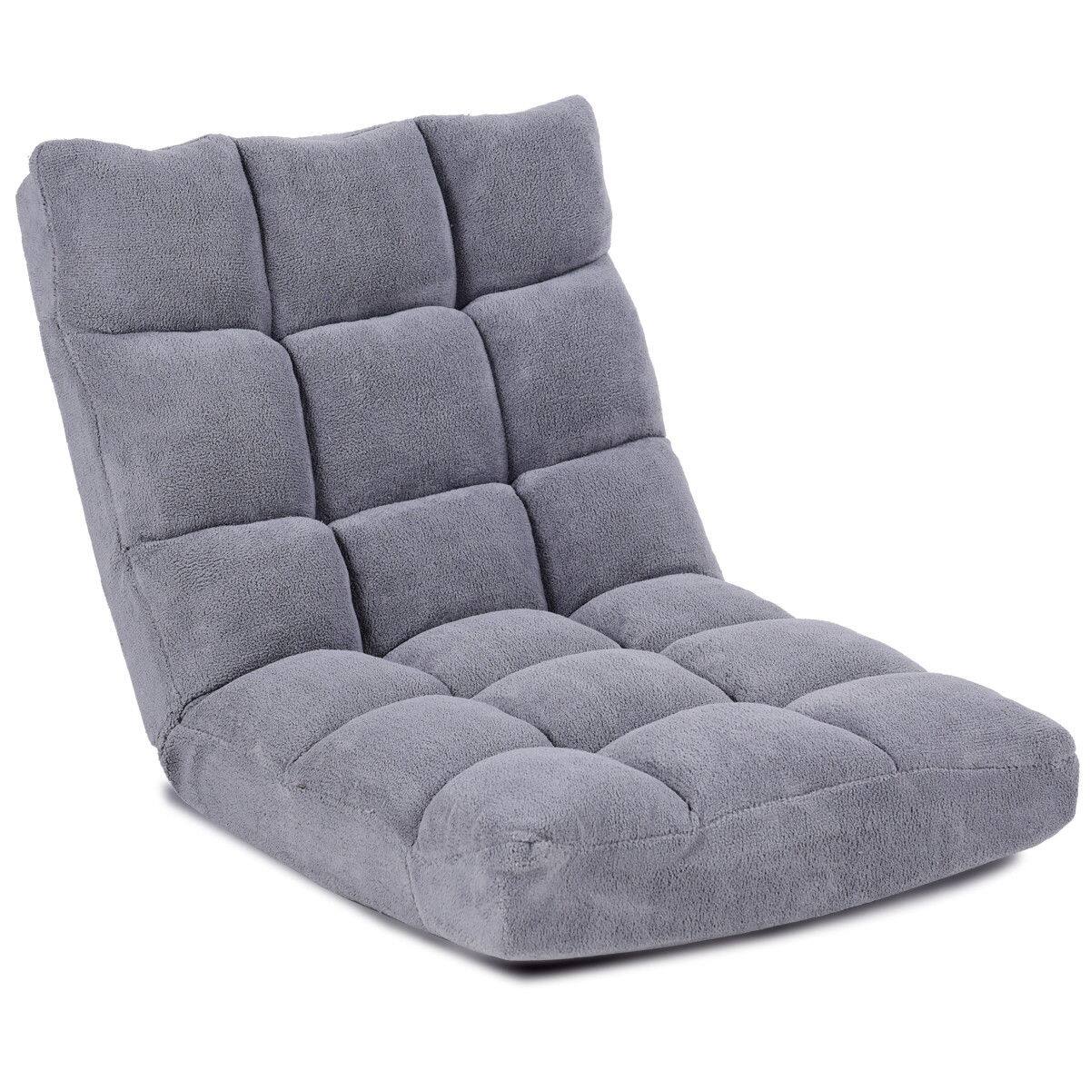Alt View 9. Costway - Costway Adjustable 14-Position Floor Chair Folding Lazy Gaming Sofa Chair Cushioned Gray - Gray.