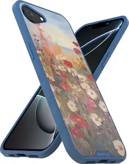 Smartish - iPhone 17e/16e MagSafe Case - Gripmunk Protective Slim Grip Magnetic Cover - Wildflower Fields - Purple