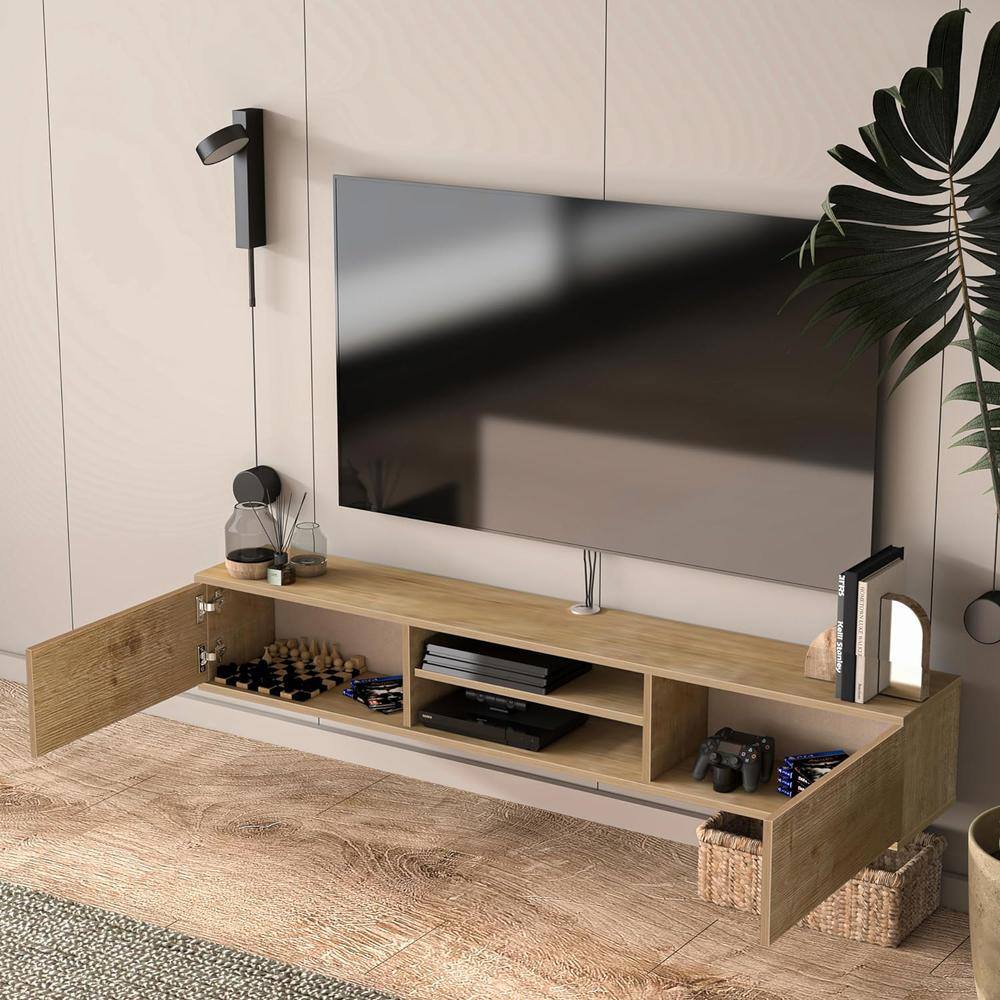 Alt View 3. Atelier Mobili - Floating TV Stand 70 Inch Wall Mounted Entertainment Center - Brown.