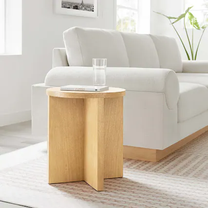 Front. Modway - Silas Round Wood Side Table by Modway - Natural.