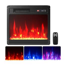 LUCKY ONE - 18 Inch Freestanding/Recessed Electric Fireplace Insert with 3 Flame Colors - Black