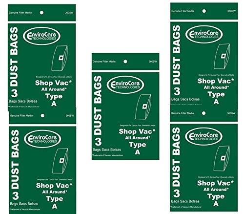 EnviroCore TECHNOLOGIES BAGS DUST Shop Vac All Around* 3 Type Bags Sacs Bolsas A  
3605W  
Genuine Filter Media