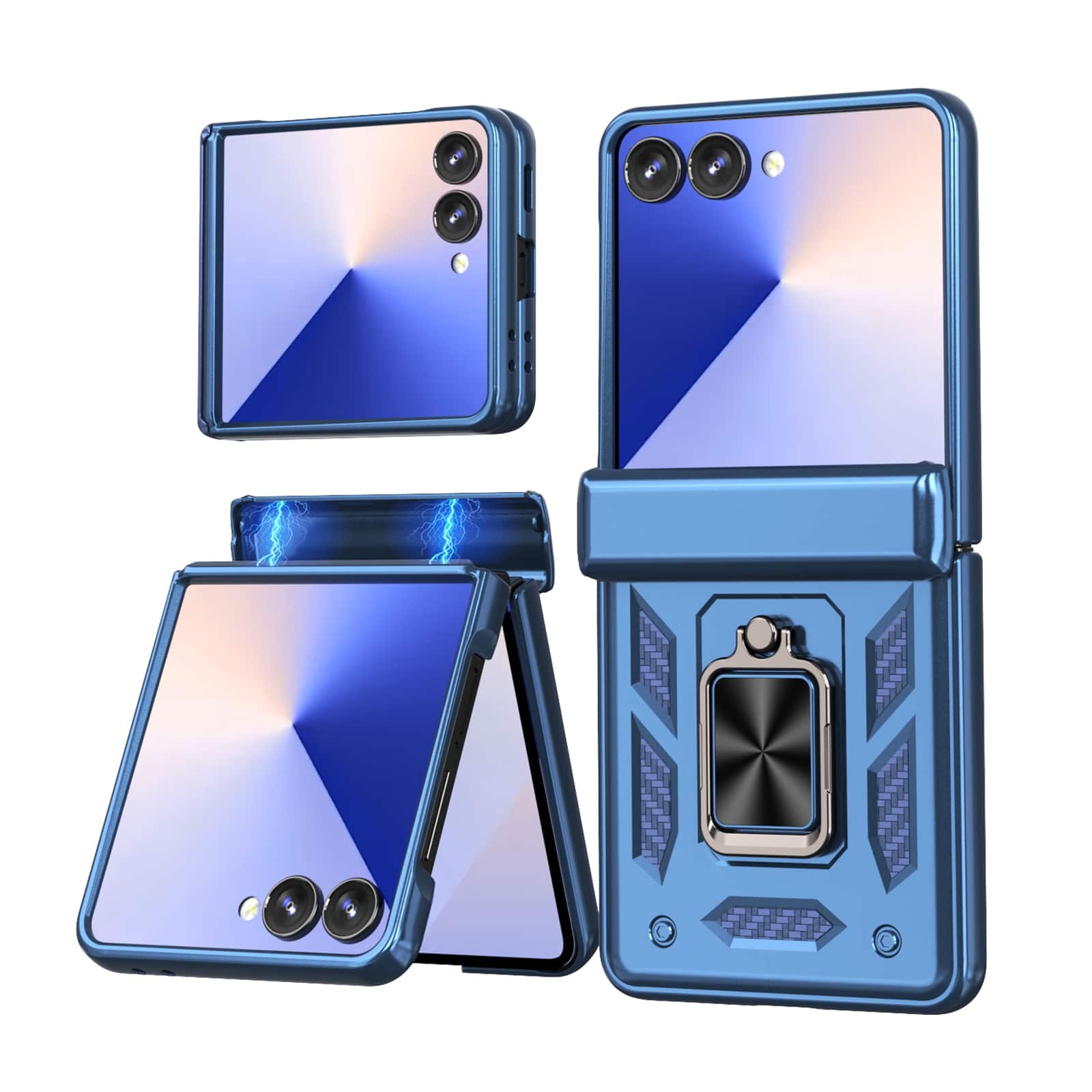 Dteck - Heavy Duty Rugged Case for Samsung Galaxy Z Flip7 Shockproof Hard Shell Cover with Hinge Protection & Ring Kickstand - Blue price history on PriceWatchPro