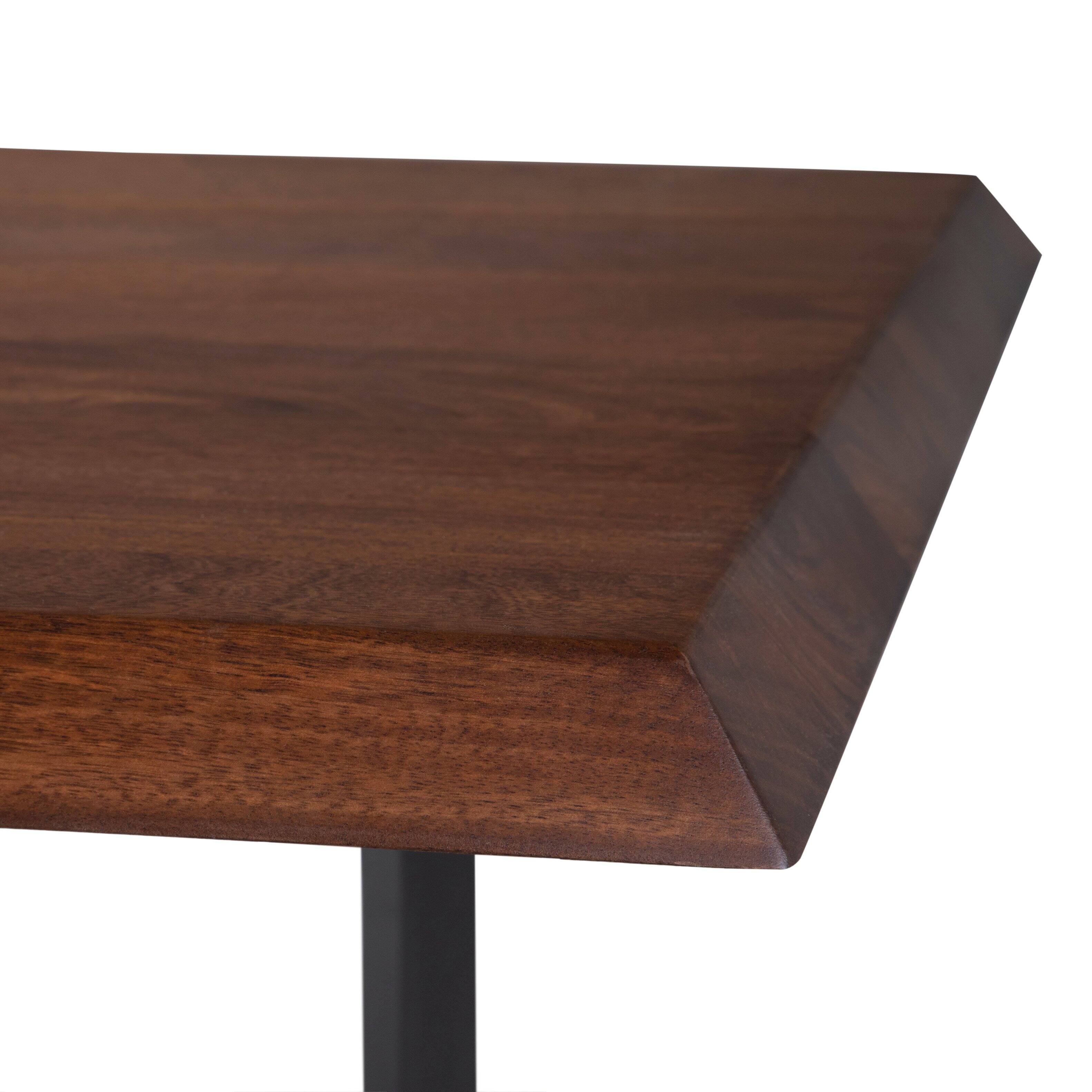 Alt View 2. Simpli Home - Watkins MANGO WOOD & Metal 72" x 36" Rectangle Modern Industrial Dining Table with Inverted Metal Base in Dark Brown - Dark Brown.