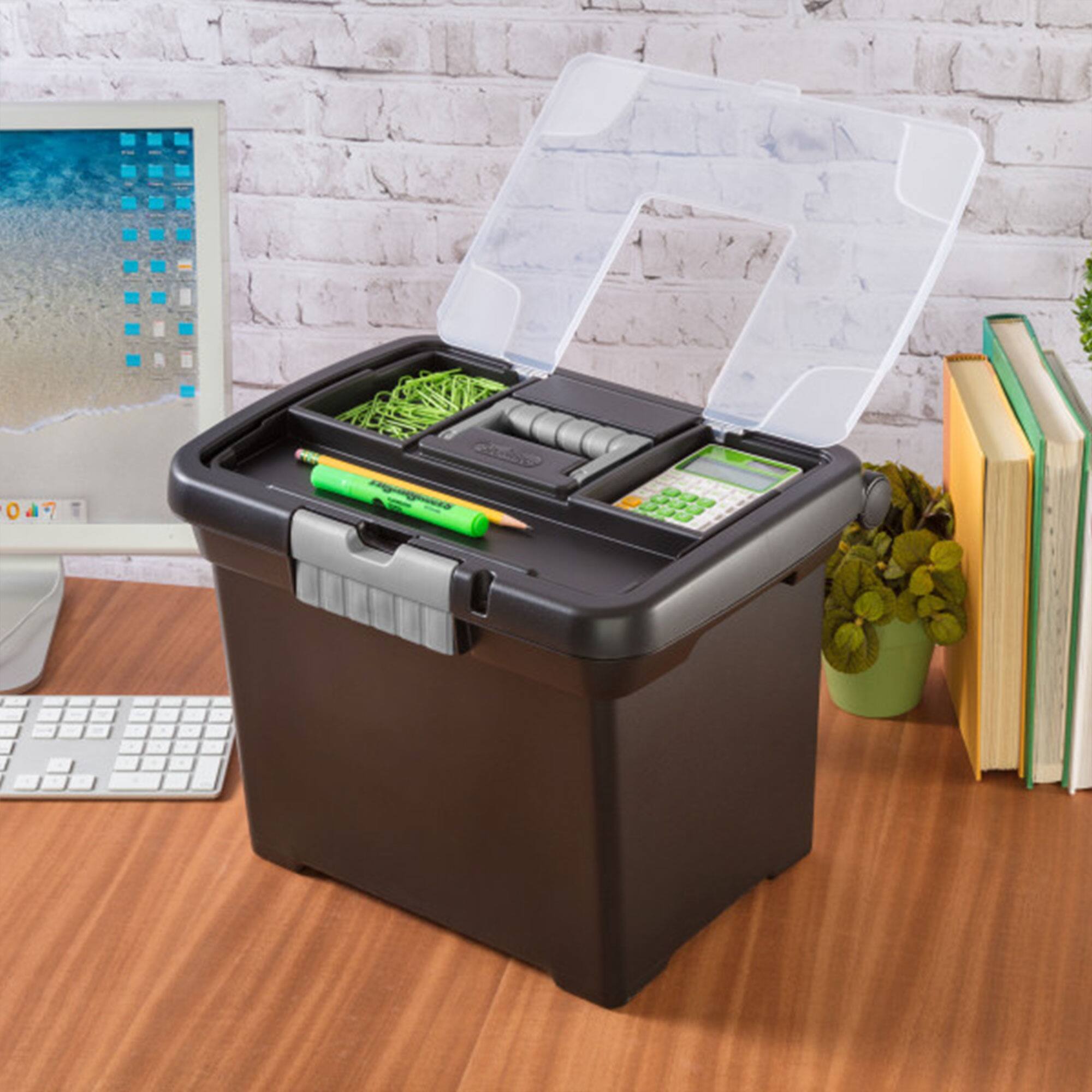 Alt View 5. Sterilite - Sterilite Portable Lockable File Box Organizer with Handle (8 Pack) - Black.