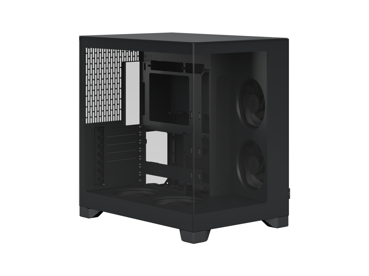 Alt View 2. Fractal Design - Fractal Design Pop 2 Vision Black - Dual-Chamber Case with Glass Panels, 4 Fans, E-ATX Support - Black.