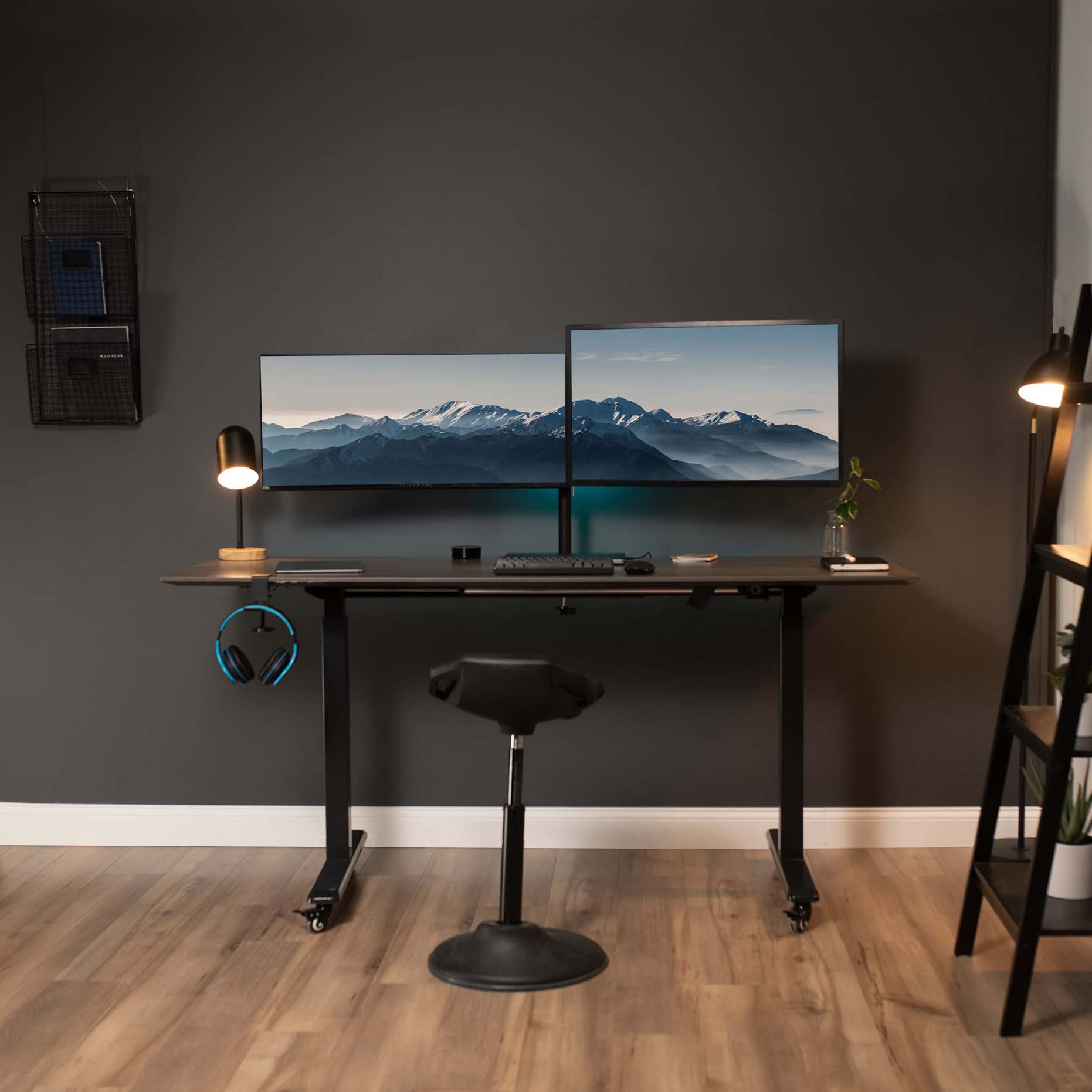 Alt View 8. ThinkLink Electronic - Full Motion Dual Monitor Desk Mount Clamp Stand Vesa Double Center Arm Joint Screens Stand - Default.