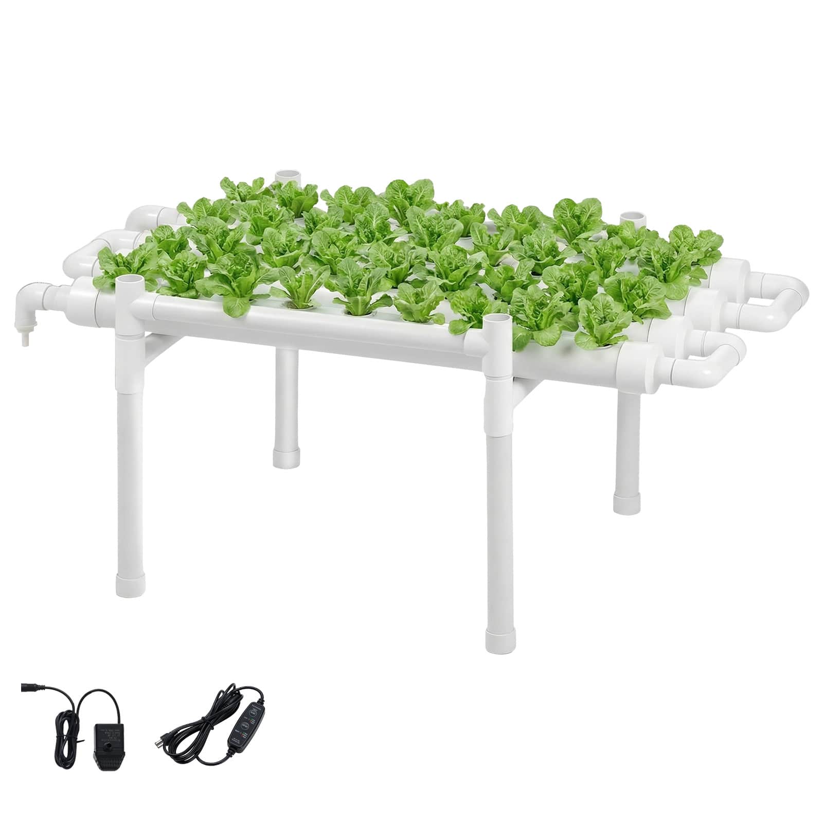 VEVOR - Hydroponics Growing System Kit, 1-Tier 36 Sites UPVC Pipe Hydroponic Grow Kit with Timed Irrigation - White