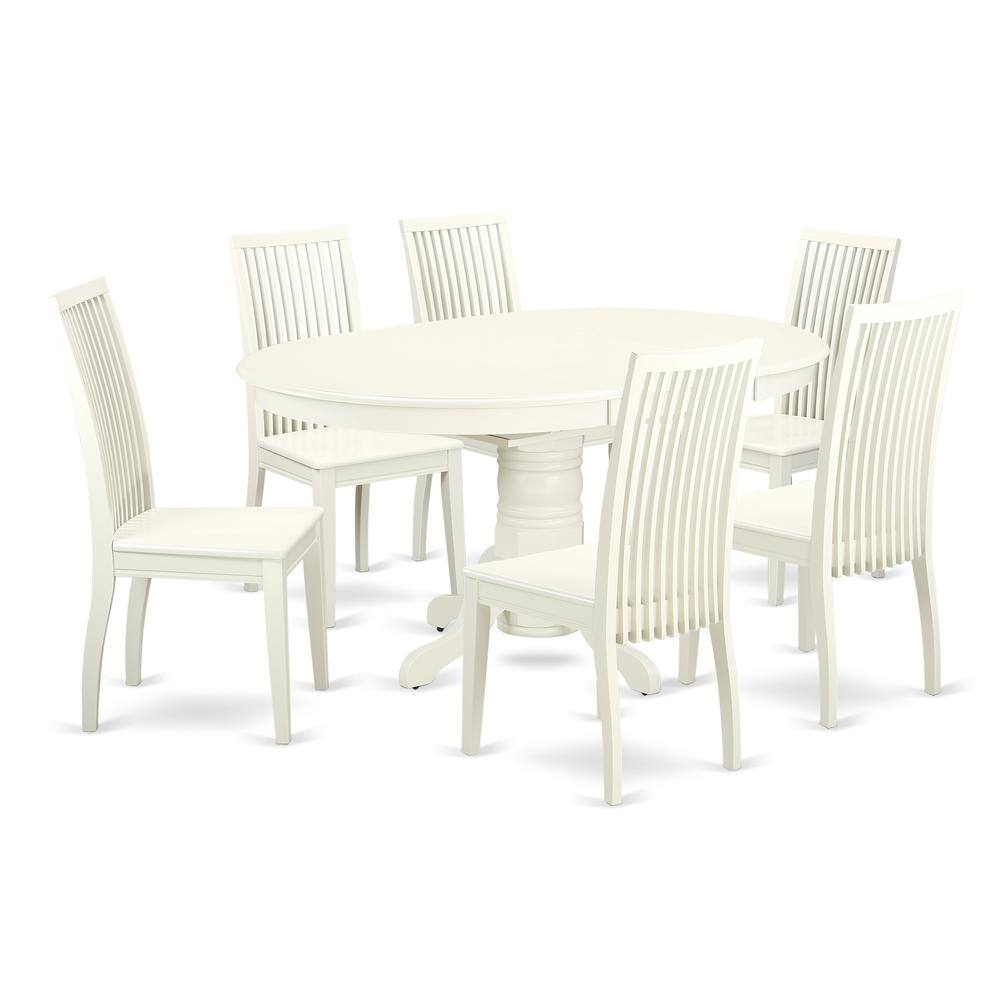 Back. East West Furniture - Dining Room Set Linen White - Brown.