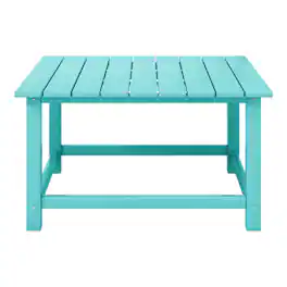 WestinTrends - Malibu Low Outdoor HDPE Square Patio Coffee Table - Turquoise