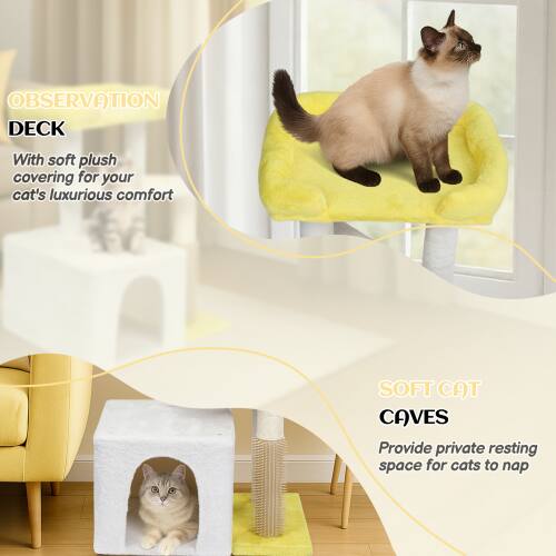 OBSERVATION DECK  
With soft plush covering for your cat's luxurious comfort

SOFT CAT CAVES  
Provide private resting space for cats to nap