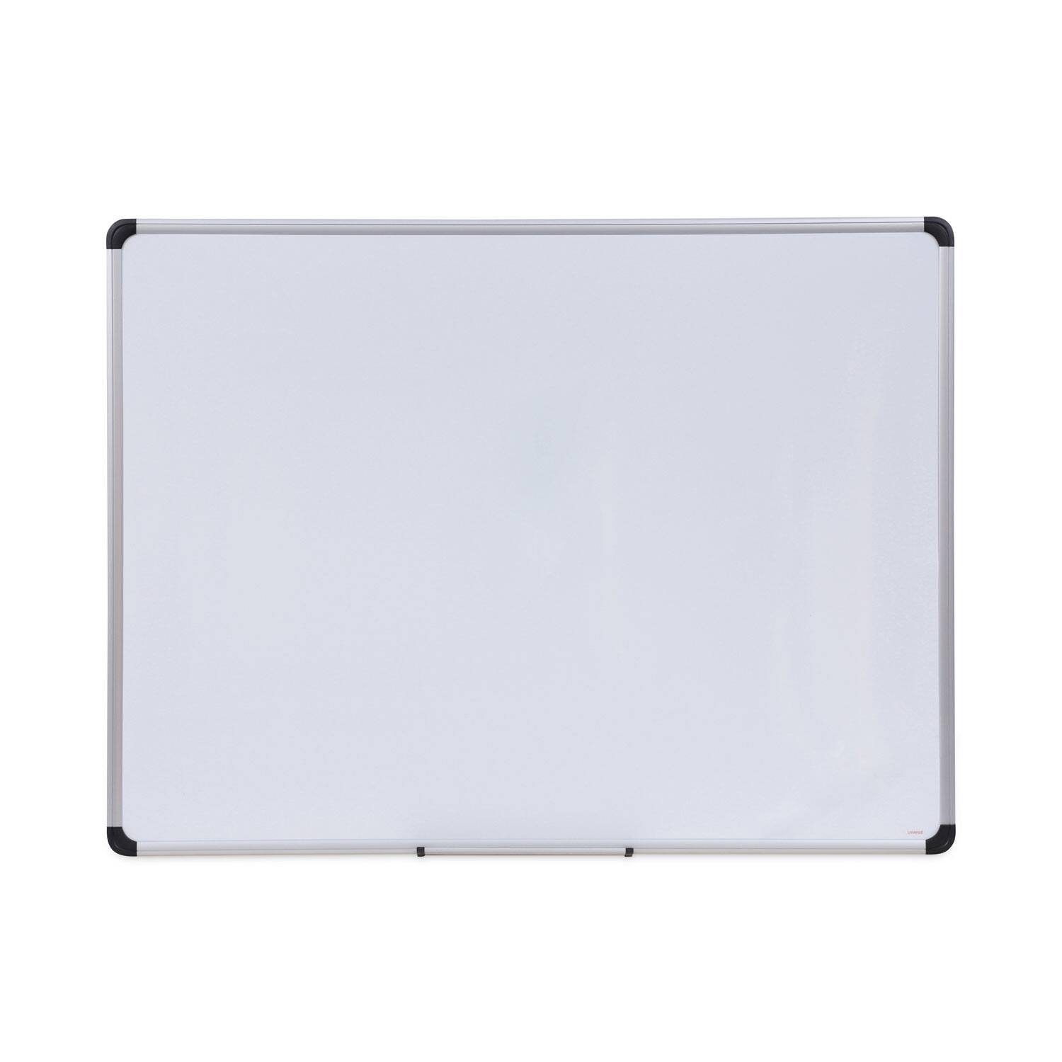 Front. Universal - Magnetic Steel Dry Erase Marker Board, 48" x 36", White Surface, Satin Aluminum Frame.