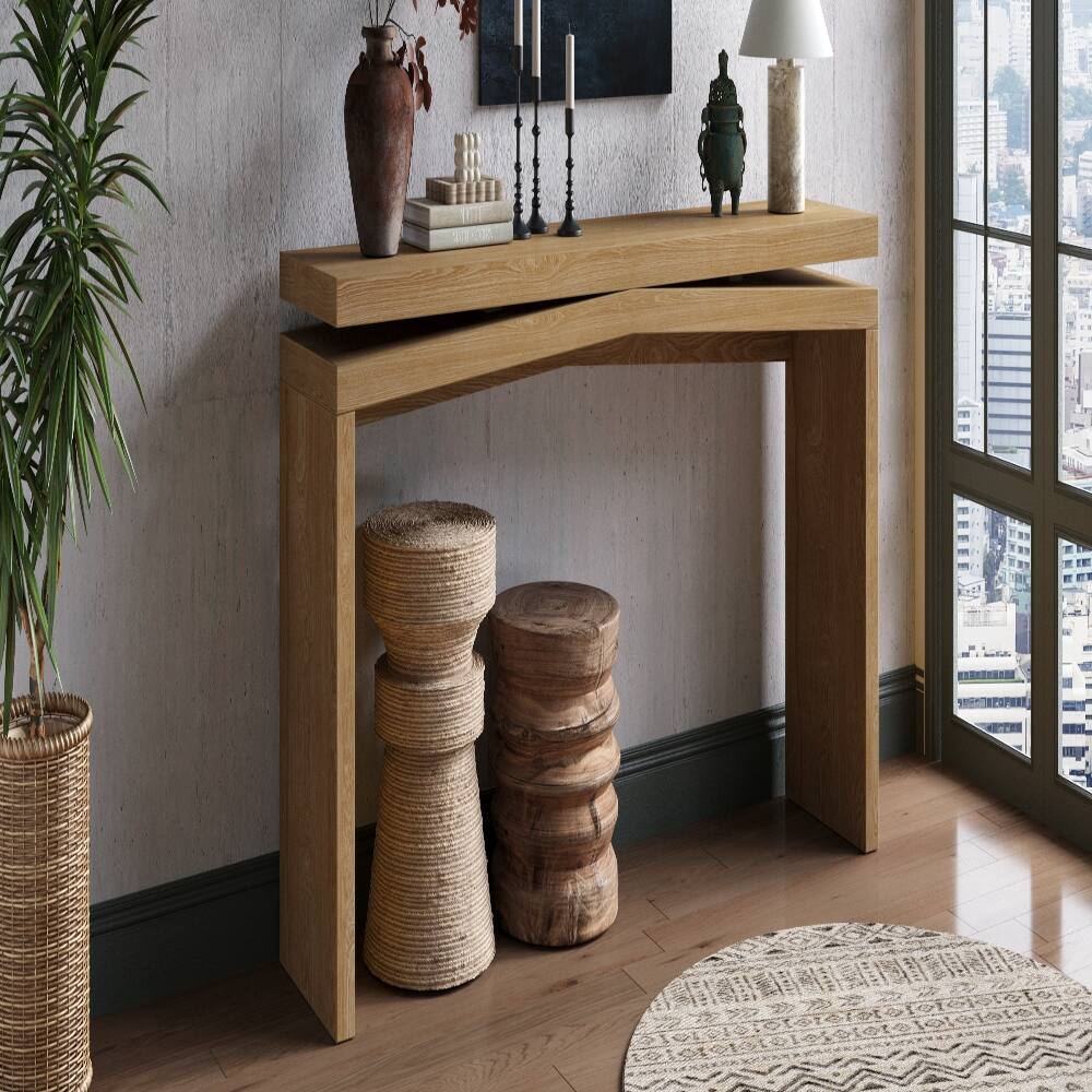 Alt View 3. Loheer - Loheer 65 inch rustic console table Antique Brown Solid Wood Veneer - Antique Brown.