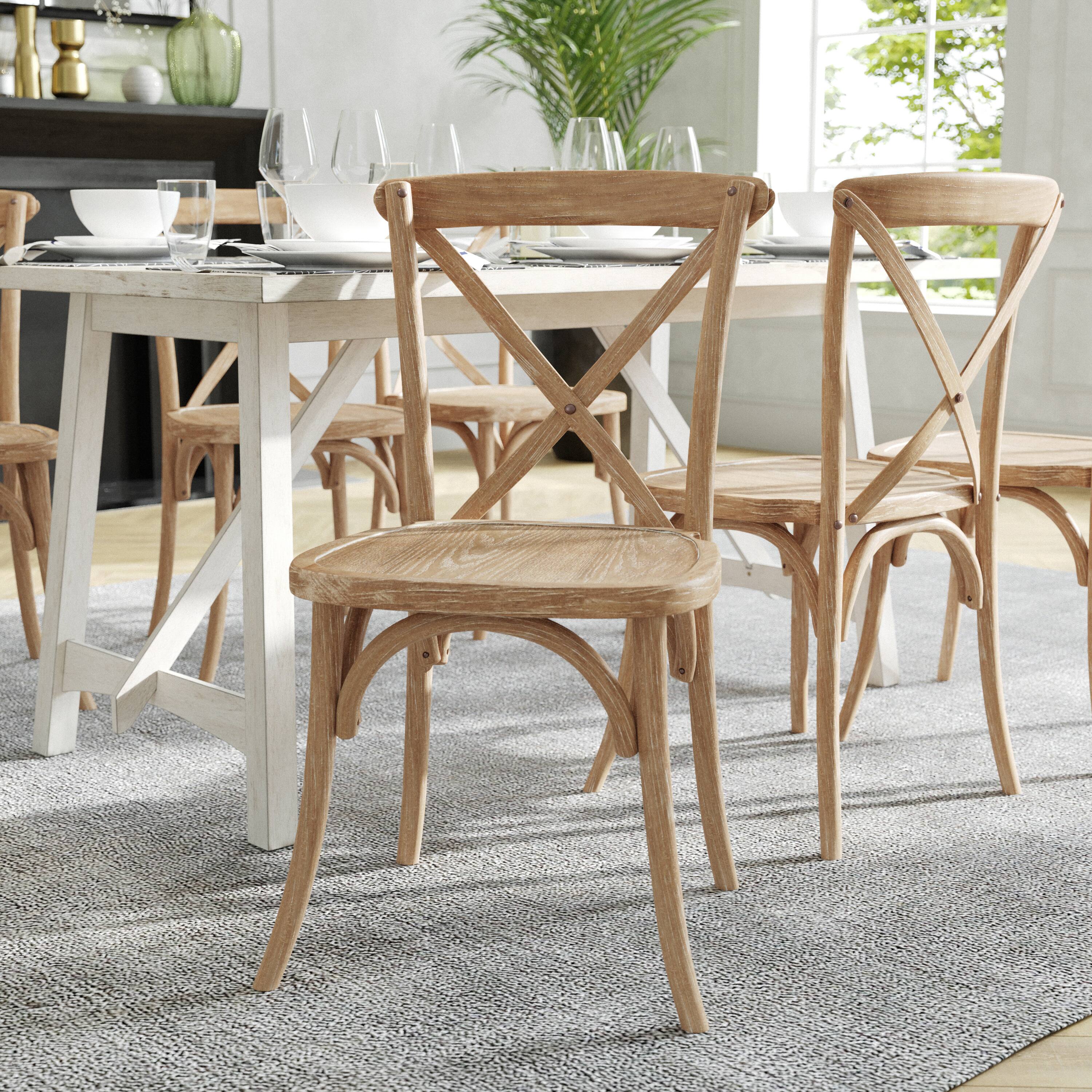 Angle. Flash Furniture - Advantage Natural With White Grain X-Back Chair - Natural.