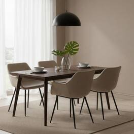 LeisureMod - Markley 4-PCS Contemporary Distressed Leather Dining & Office Accent Chair - Iron Legs - Light Gray