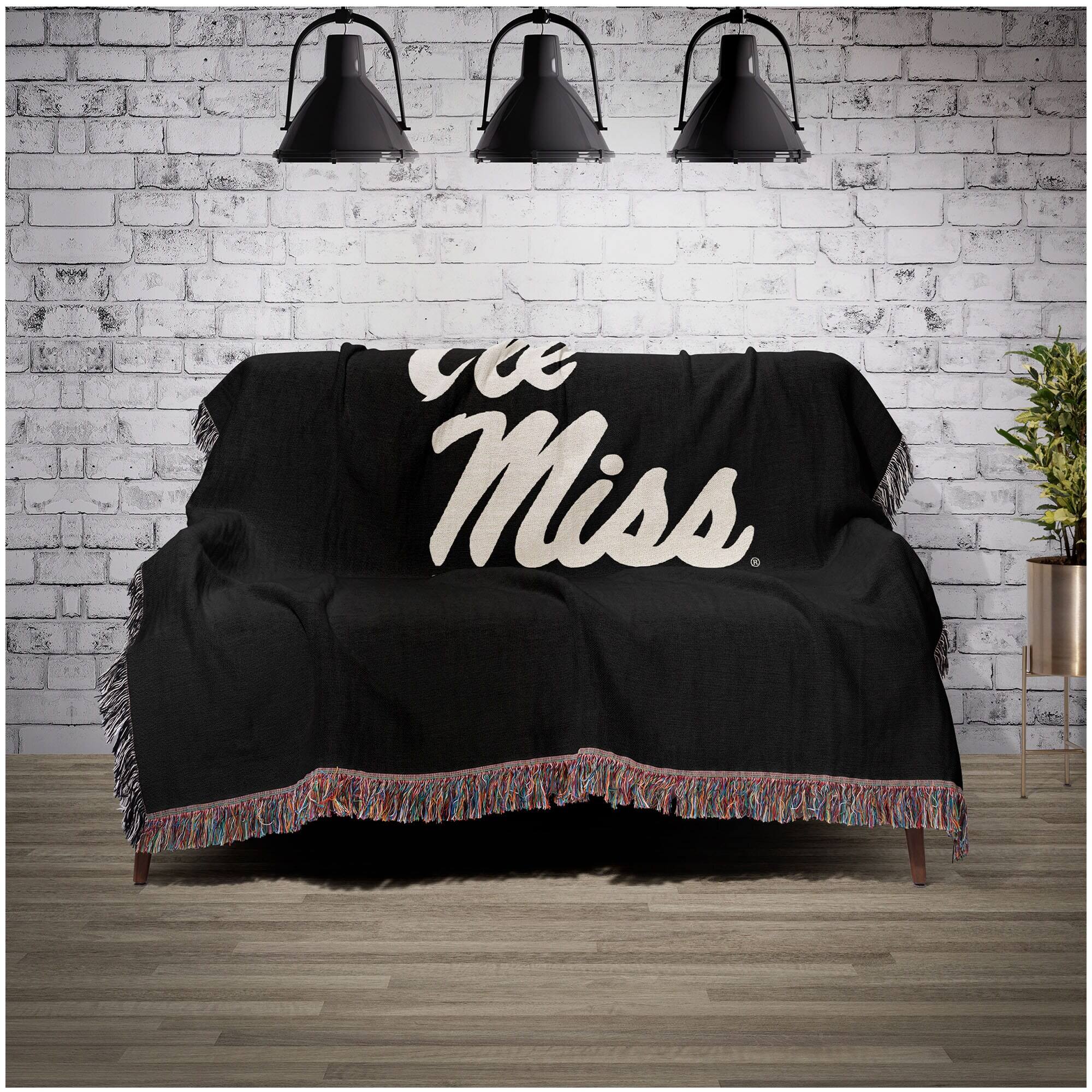 Alt View 1. Chad & Jake - Ole Miss Rebels Woven Blanket - Black.