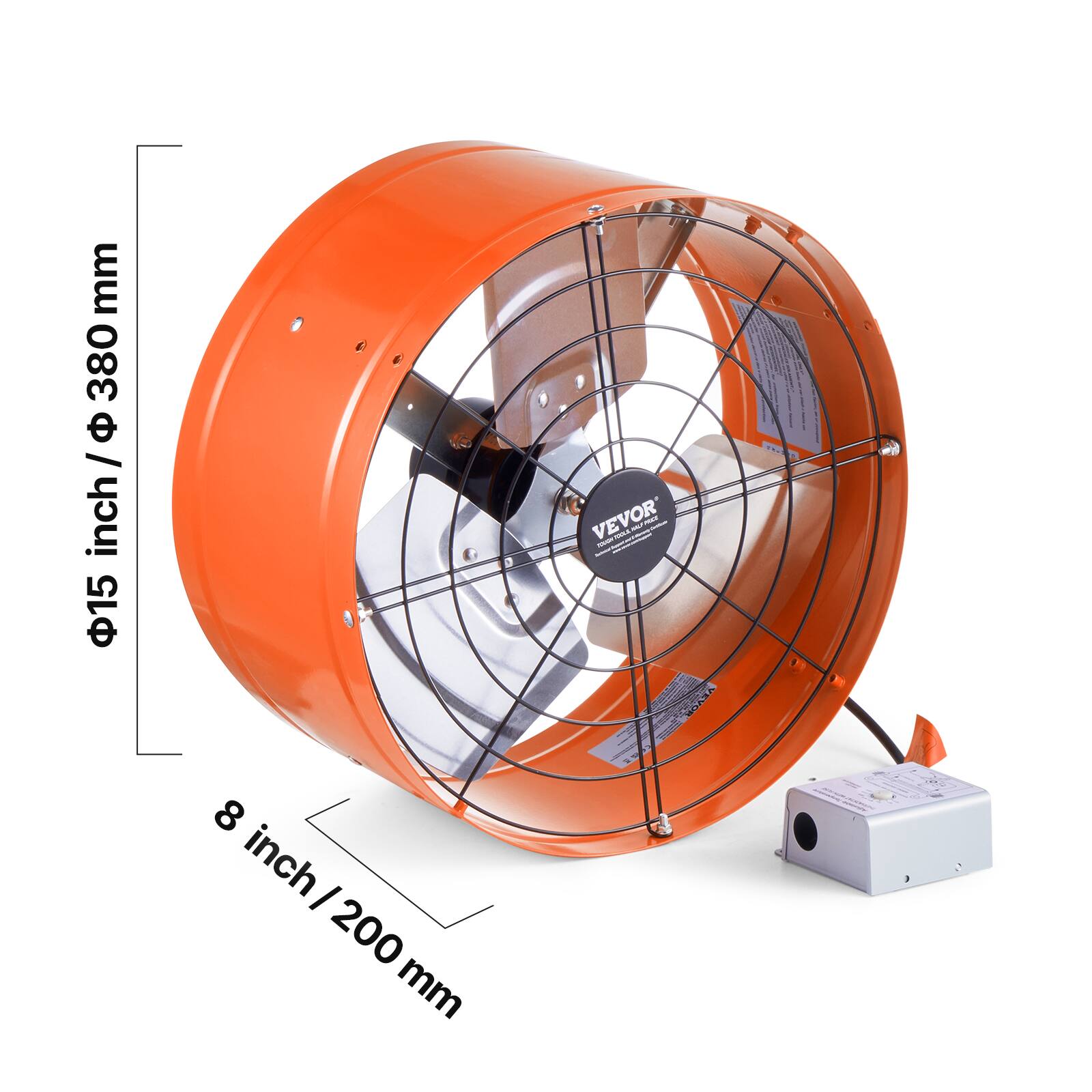 15 inch / 380 mm  
8 inch / 200 mm