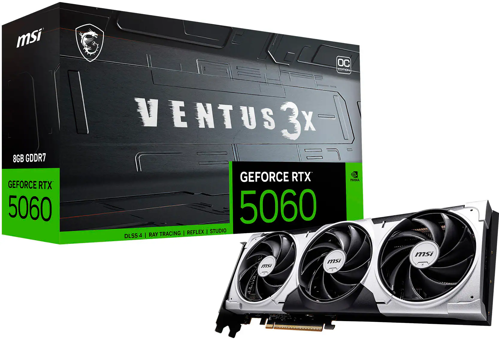 MSI - NVIDIA GeForce RTX 5060 8G VENTUS 3X OC 8GB GDDR7 PCI Express Gen 5 Graphics Card - Black