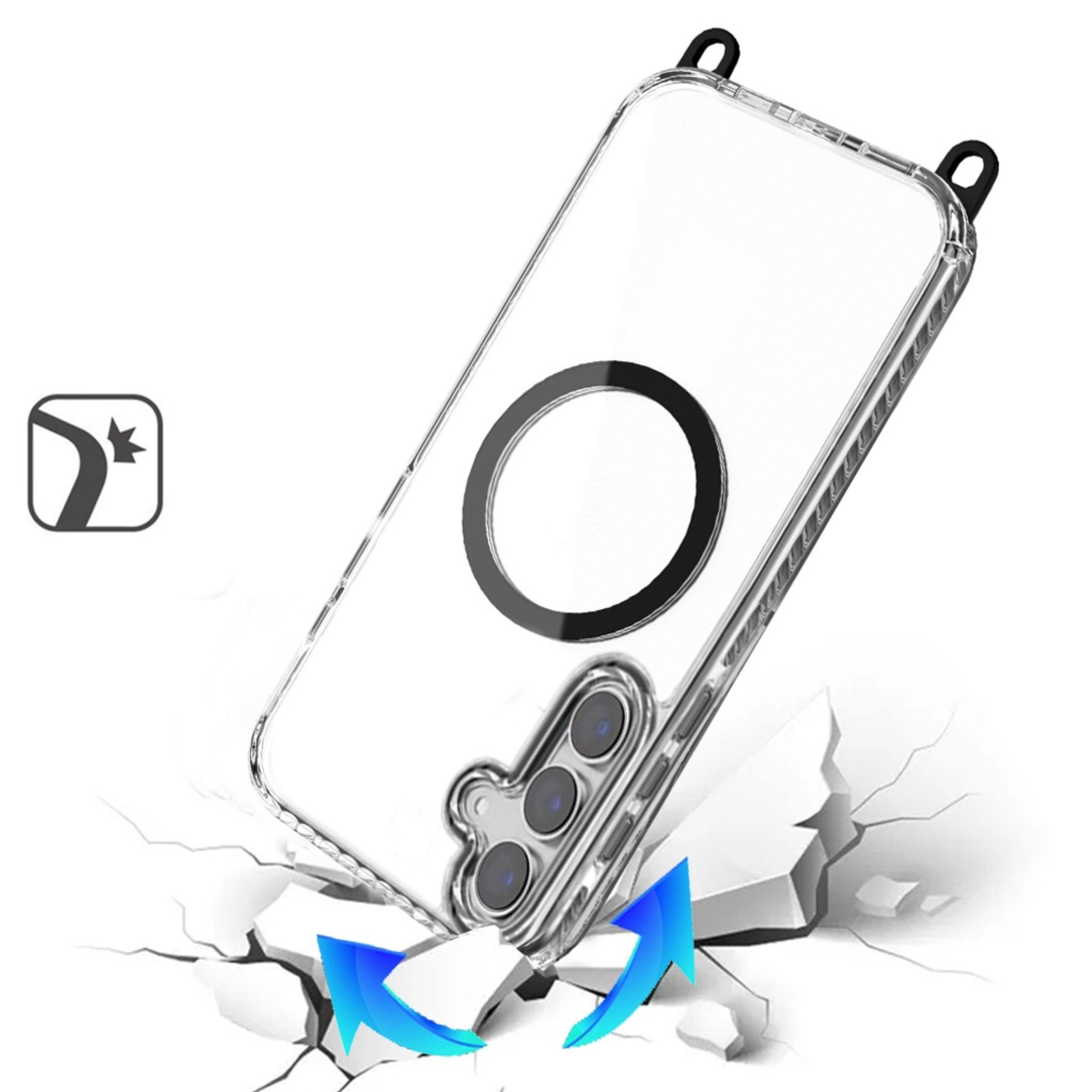 Left. Kitcheniva - Transparent Phone Case With Matching Lanyard Tempered Glass For Samsung Galaxy S26 Plus Black - Black.