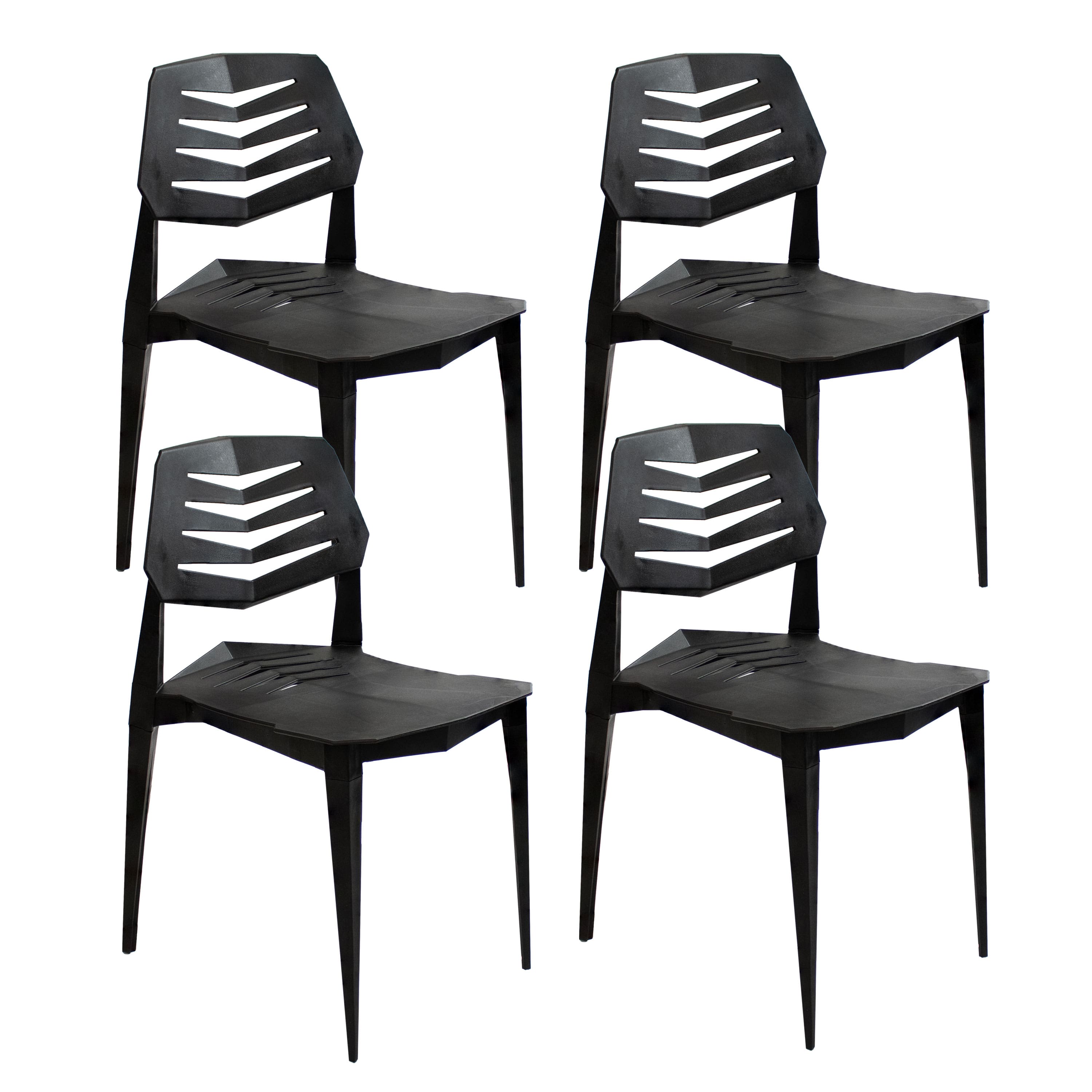 Sunnydaze - Matisse Polypropylene Outdoor Dining Chair - Set of 4 - Black