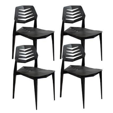 Front. Sunnydaze - Matisse Polypropylene Outdoor Dining Chair - Set of 4 - Black.