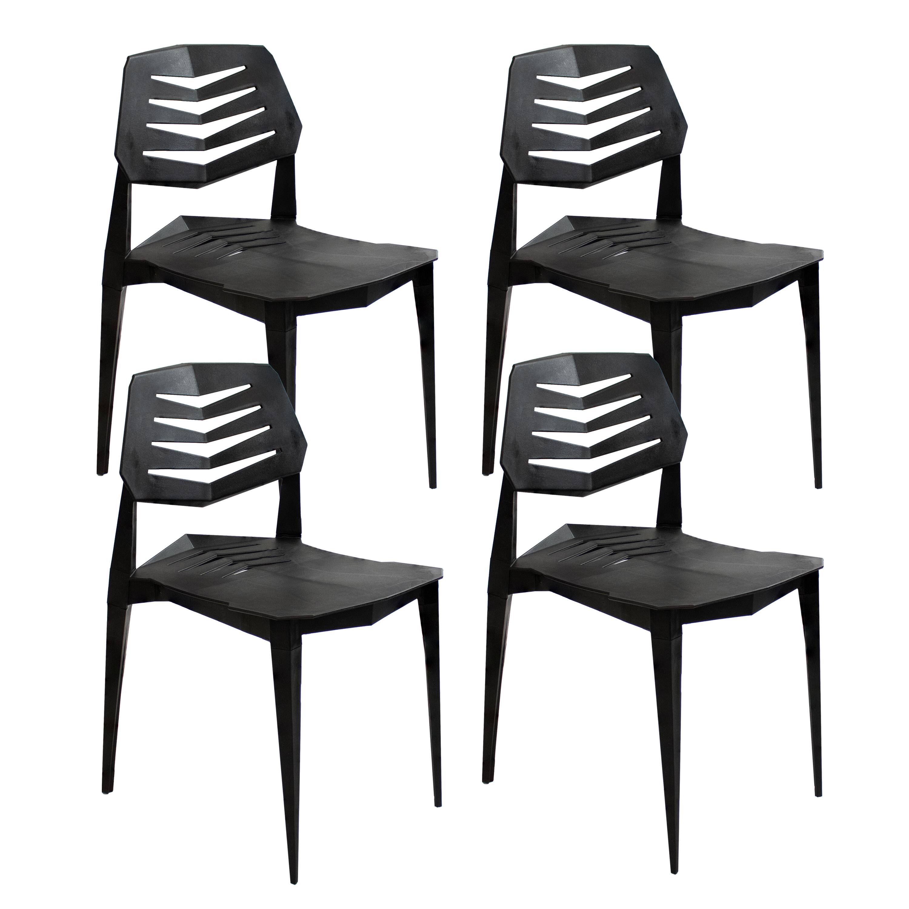 Front. Sunnydaze - Matisse Polypropylene Outdoor Dining Chair - Set of 4 - Black.