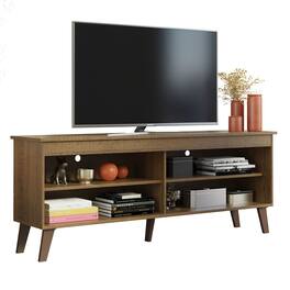 Madesa - TV Stand with 4 Open Shelves and Cable Management 59"L Media Storage Living Room and Bedroom - Rustic