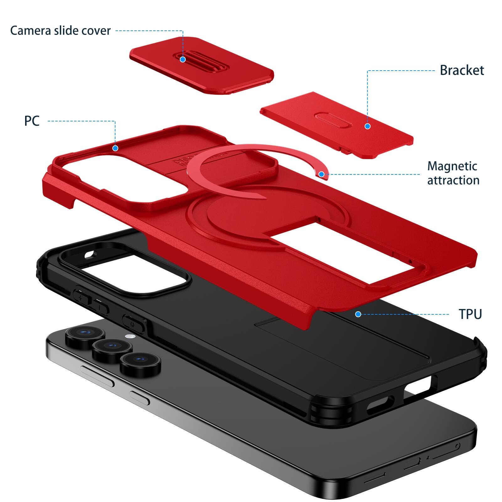 Camera slide cover  
Bracket  
PC  
Magnetic attraction  
TPU