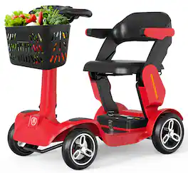 REYWMER - Heavy Duty 4 Wheel Mobility Scooter for Adults & Seniors, Folding Electric Travel Scooter, 35mi Max Long Range, 265LBS - Red