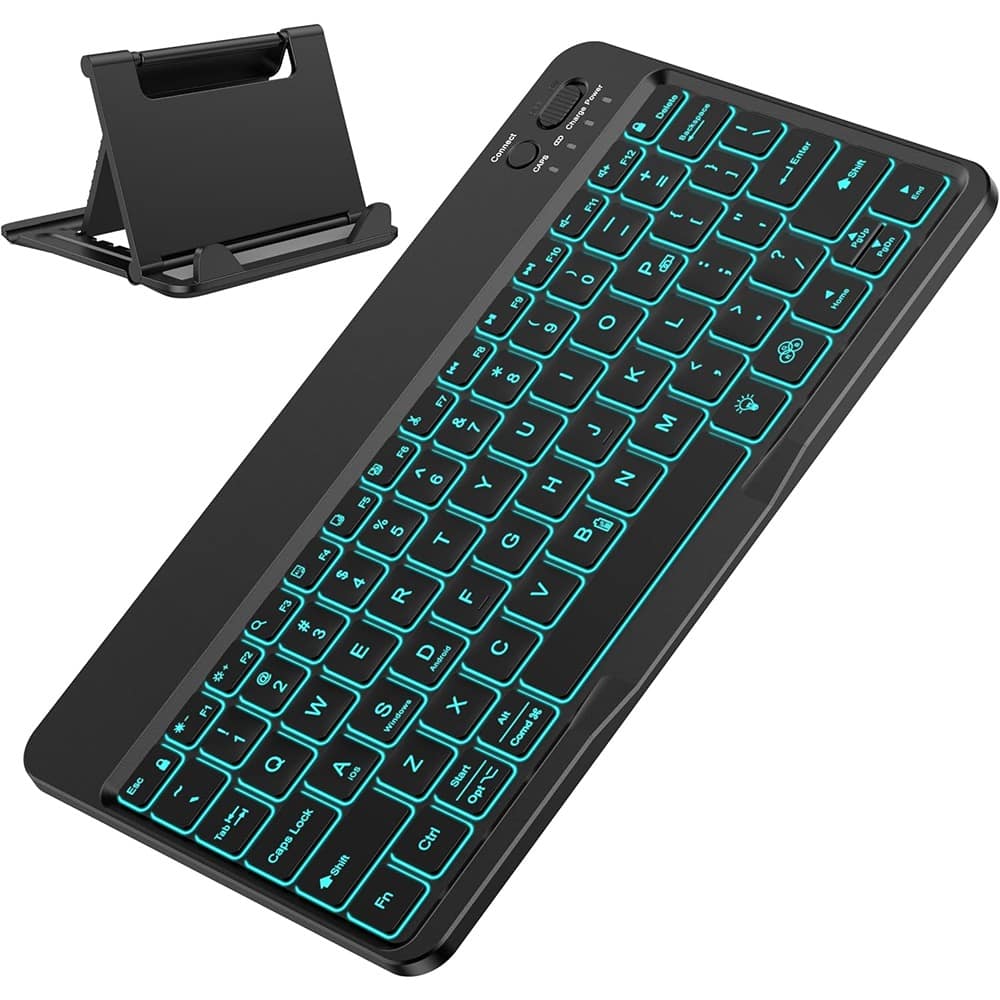 RTMB - Bluetooth Keyboard – 7-Color Backlight, Rechargeable, Mini Wireless - Black