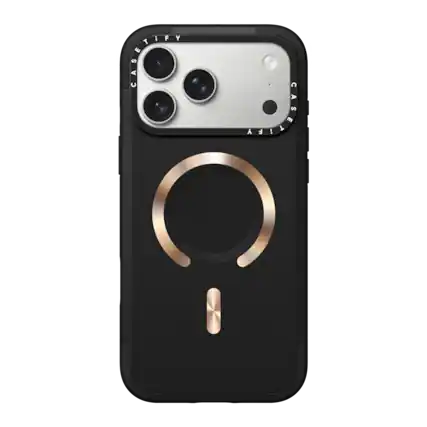 Front. CASETiFY - Force Case MagSafe Compatible for Apple iPhone 18 Pro Max and 17 Pro Max Devices - Black Gold.